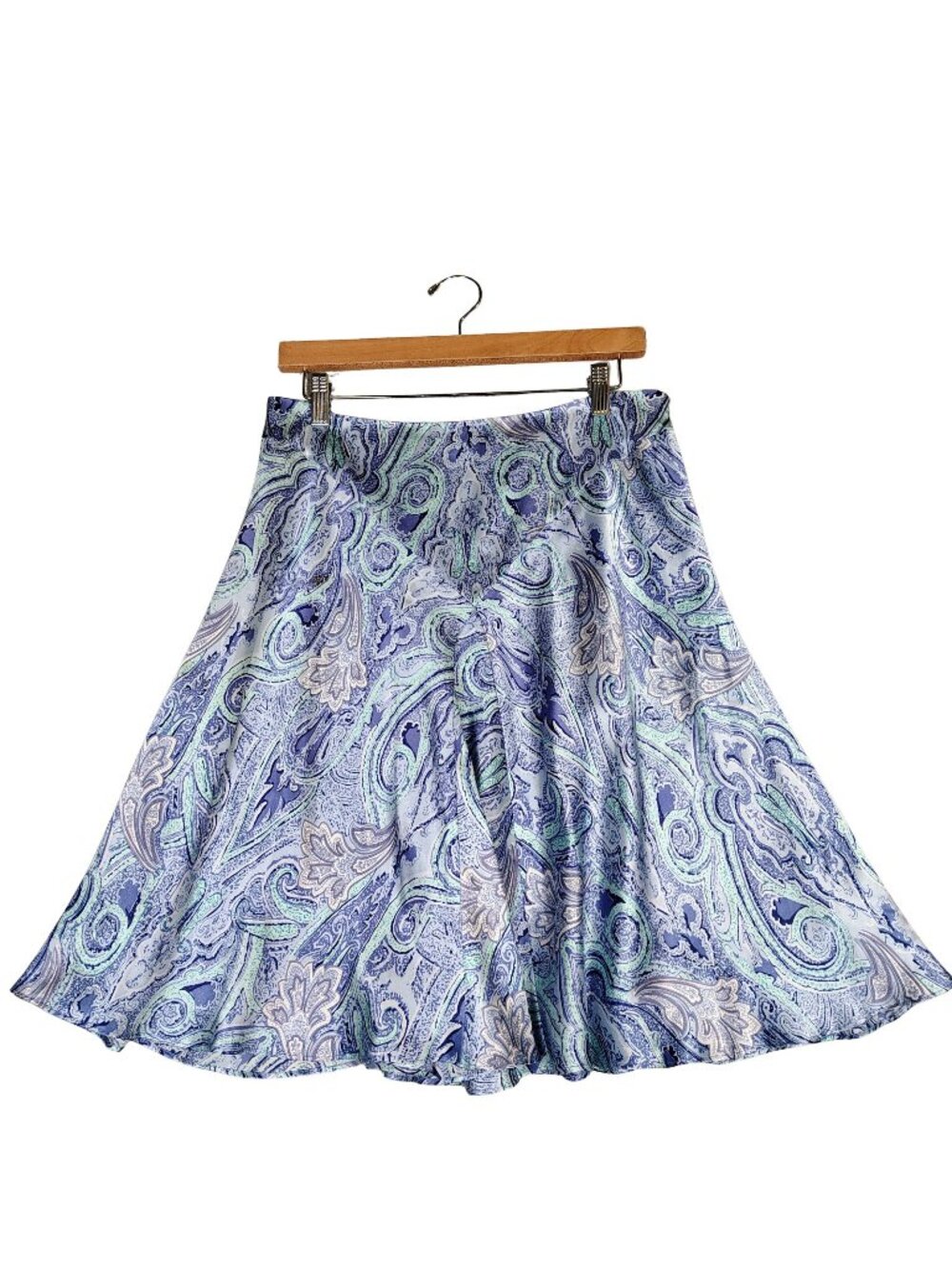 INC International Concepts Skirt Women's 8 Blue Paisley 100% Silk Vintage Fairy
